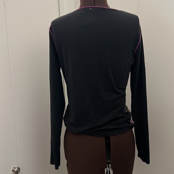 Spanner Pink Black V Neck Mesh and Jersey Longsleeve Tshirt for casual wear - Picture 3 of 6